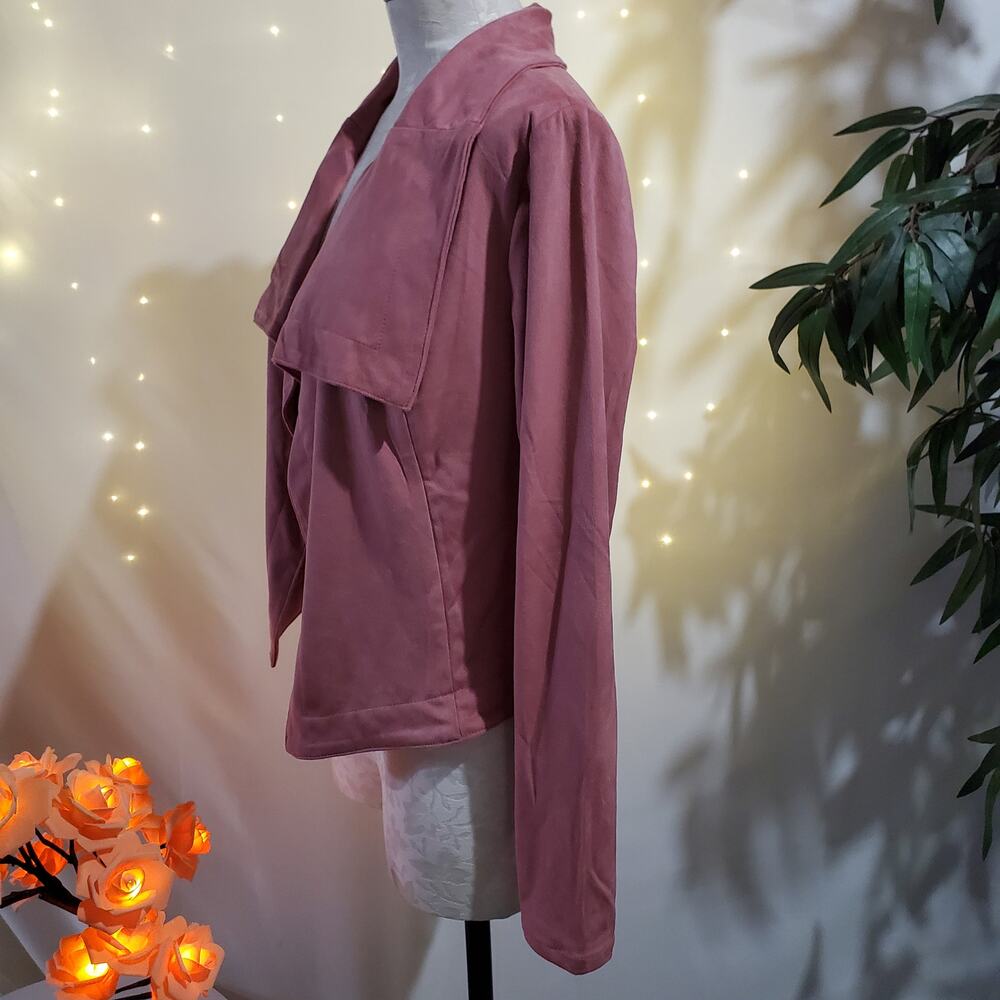 Romeo + Juliet NWT Butterfly Stretch Waterfall Ultra Suede Jacket M Vintage Rose - Picture 2 of 9